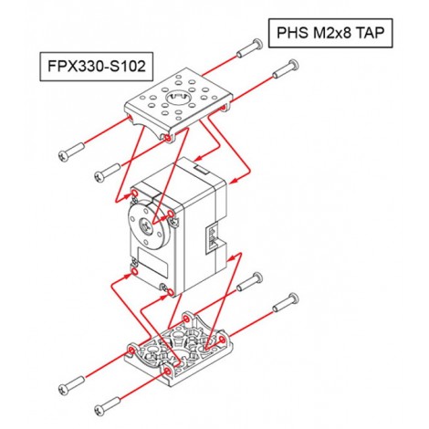 FPX330-S102 parte strutturale e barra divaricatrice per Dynamixel X330