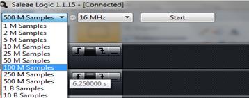 Choice of the sampling frequency with the Saleae Logic Analyser
