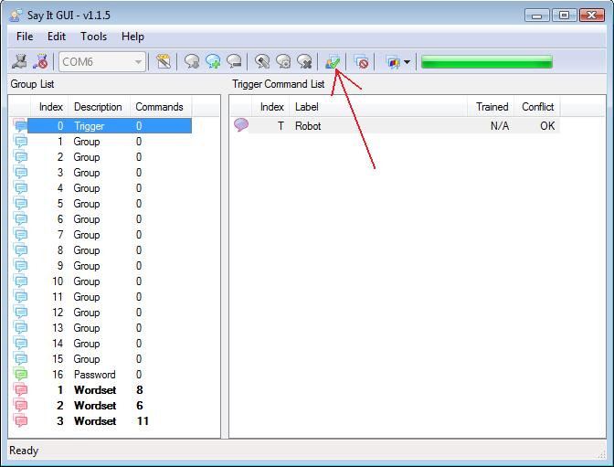 Test of the speech recognition system in the GUI interface of the Say-it module from Parallax