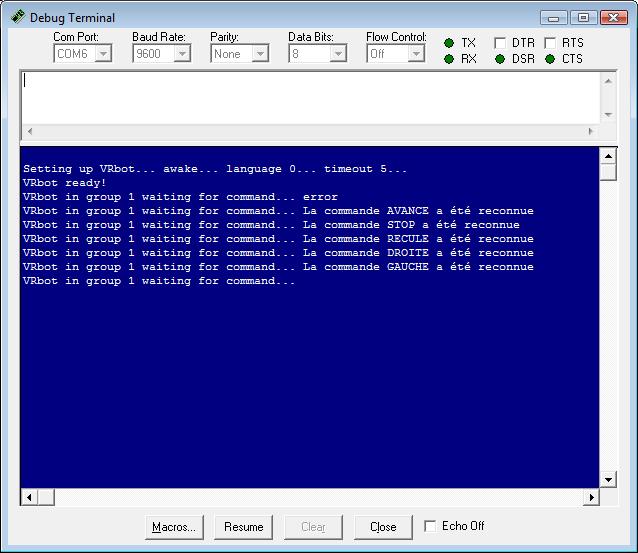 Debug terminal of the Basic Stamp